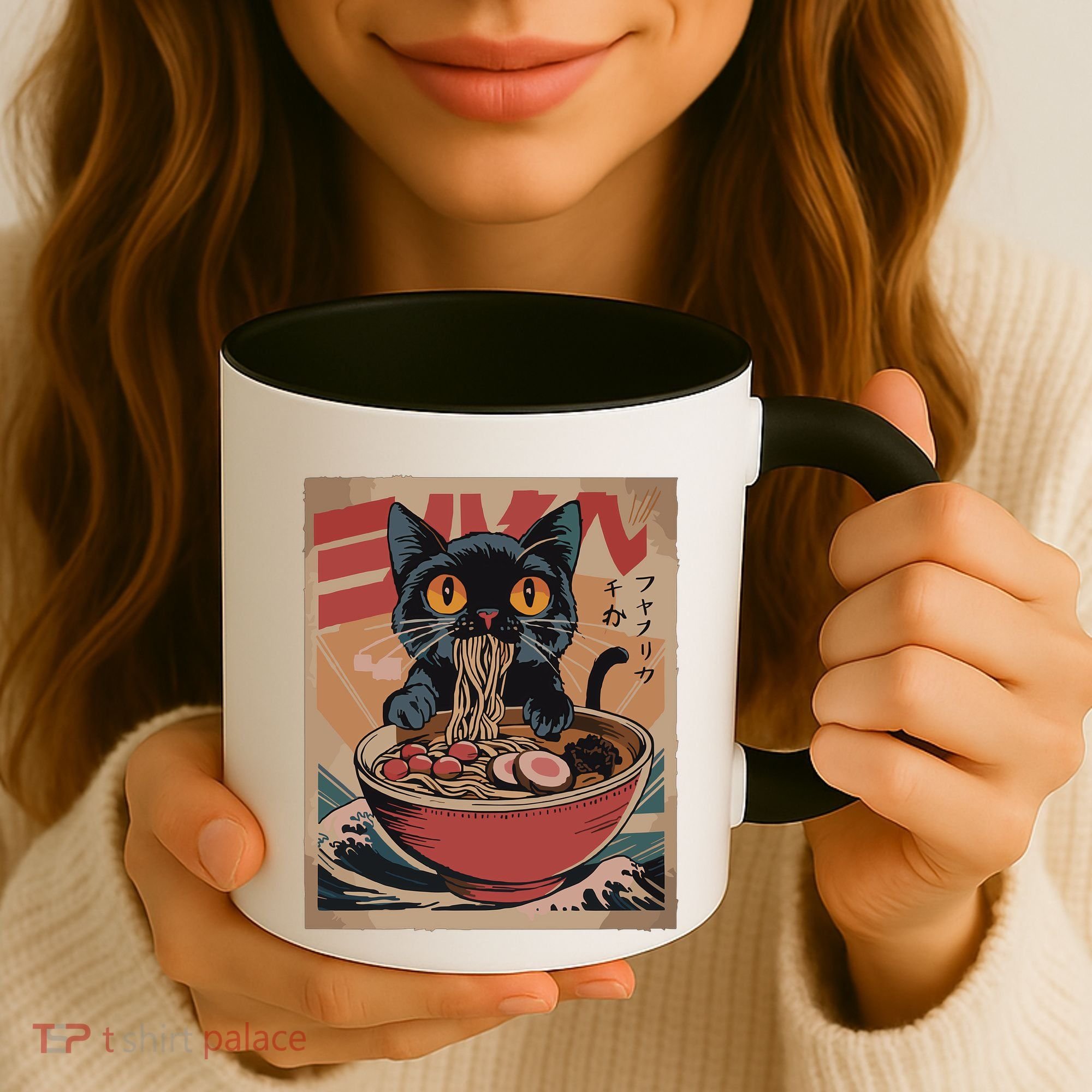 Cat Ramen Japanese Funny Graphic Kawaii Cat Anime Coffee Mug