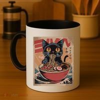 Cat Ramen Japanese Funny Graphic Kawaii Cat Anime Coffee Mug thumb 4