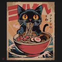 Cat Ramen Japanese Funny Graphic Kawaii Cat Anime Mousepad thumb 1