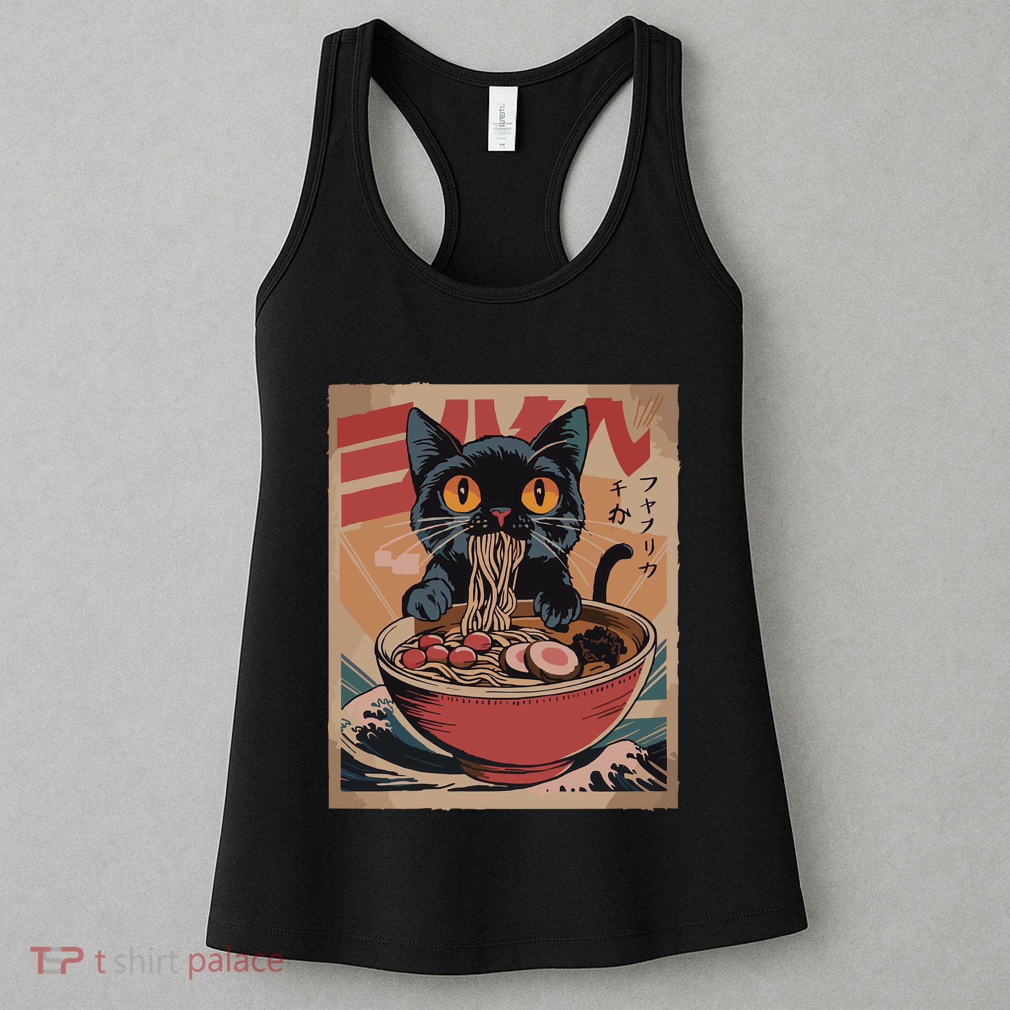 Cat Ramen Japanese Funny Graphic Kawaii Cat Anime Women's Tank Top