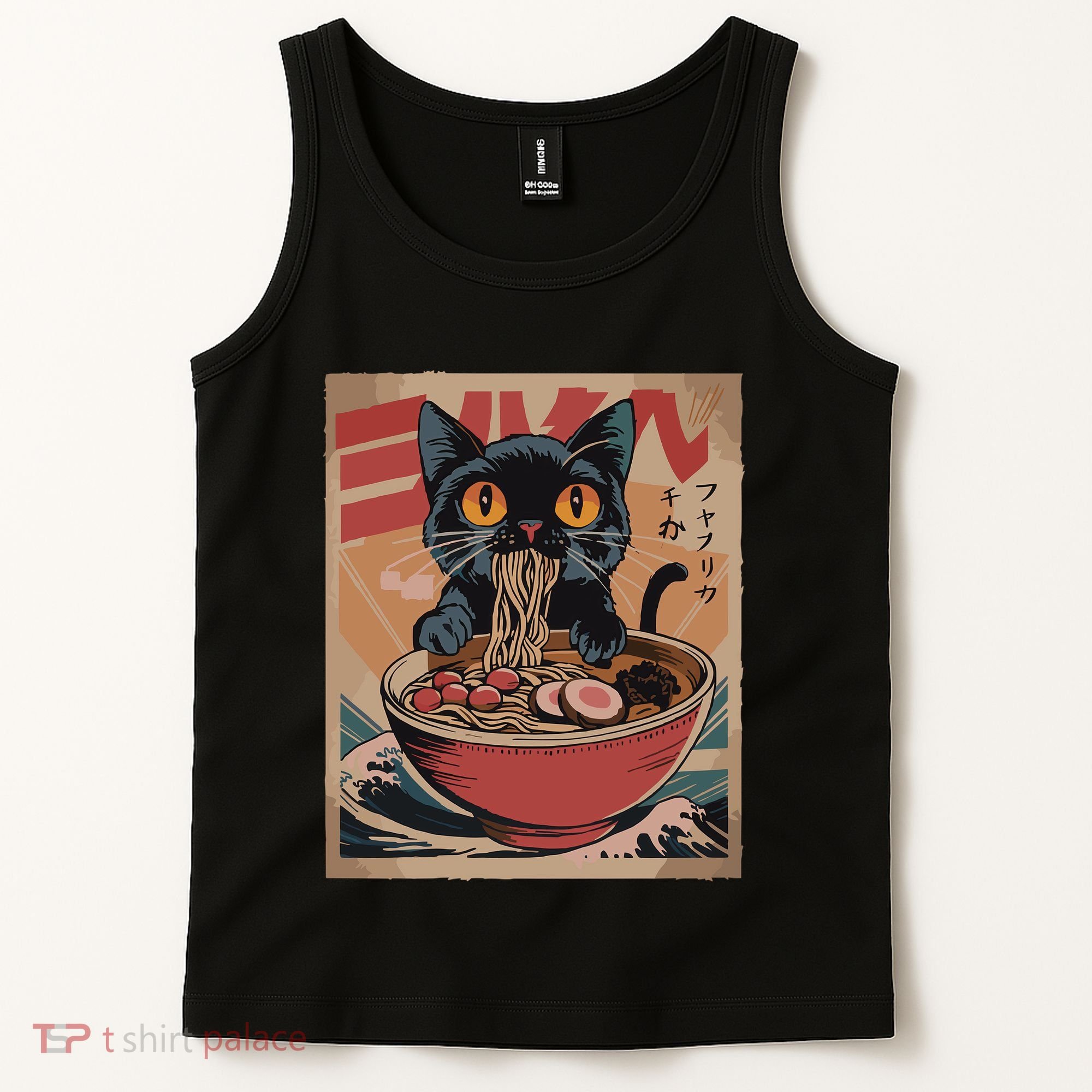 Cat Ramen Japanese Funny Graphic Kawaii Cat Anime Tank Top