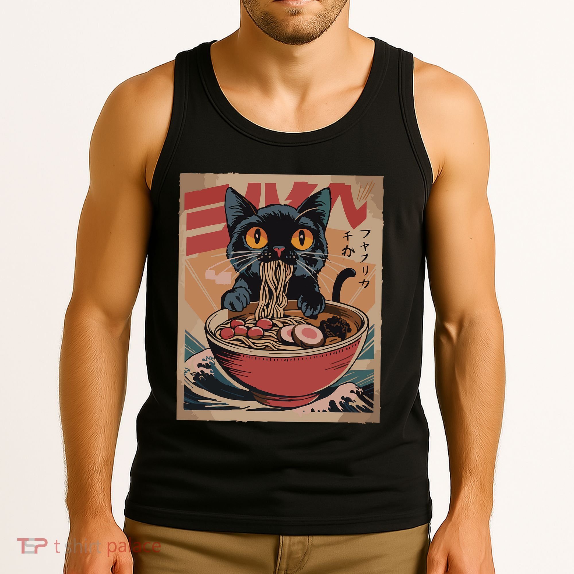 Cat Ramen Japanese Funny Graphic Kawaii Cat Anime Tank Top