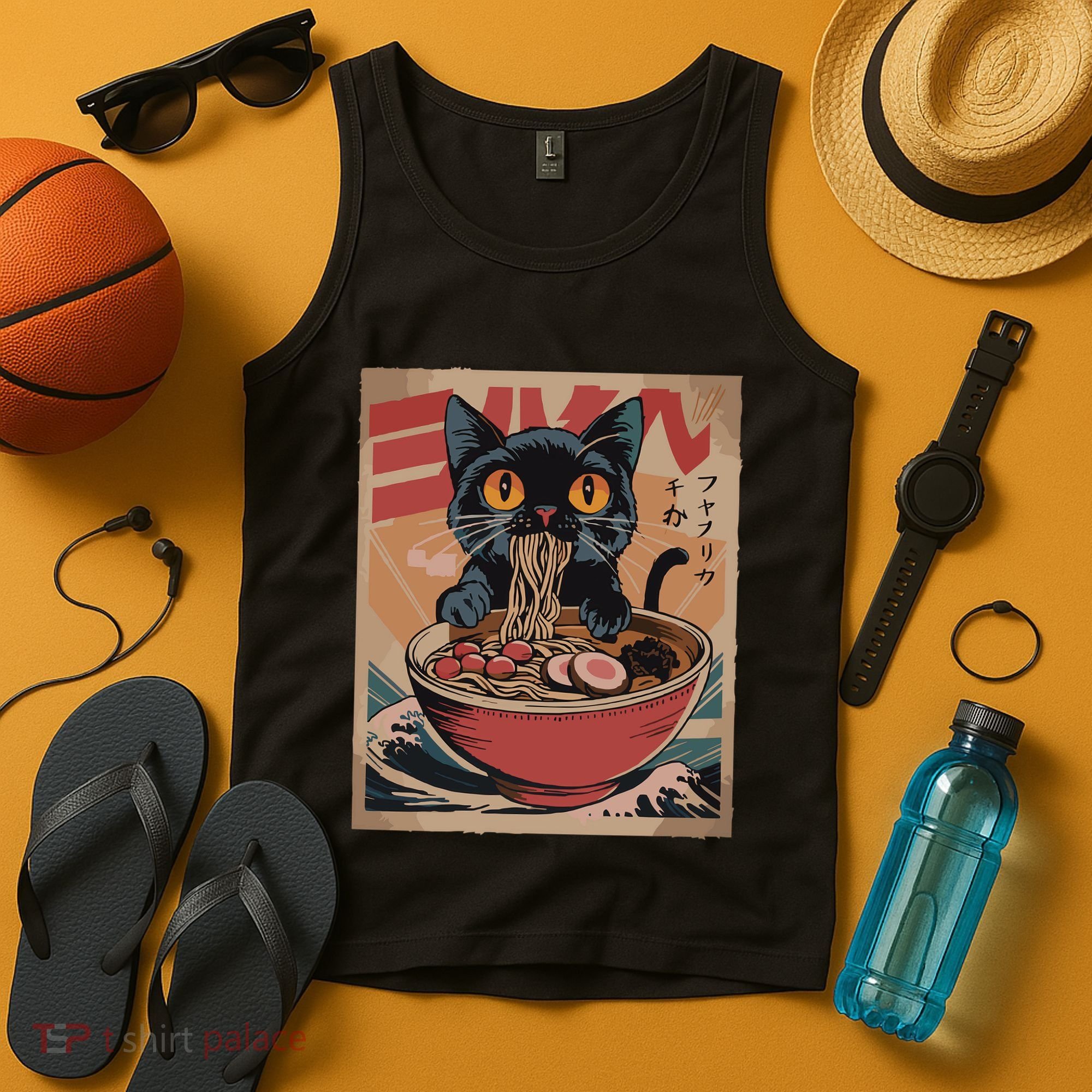 Cat Ramen Japanese Funny Graphic Kawaii Cat Anime Tank Top