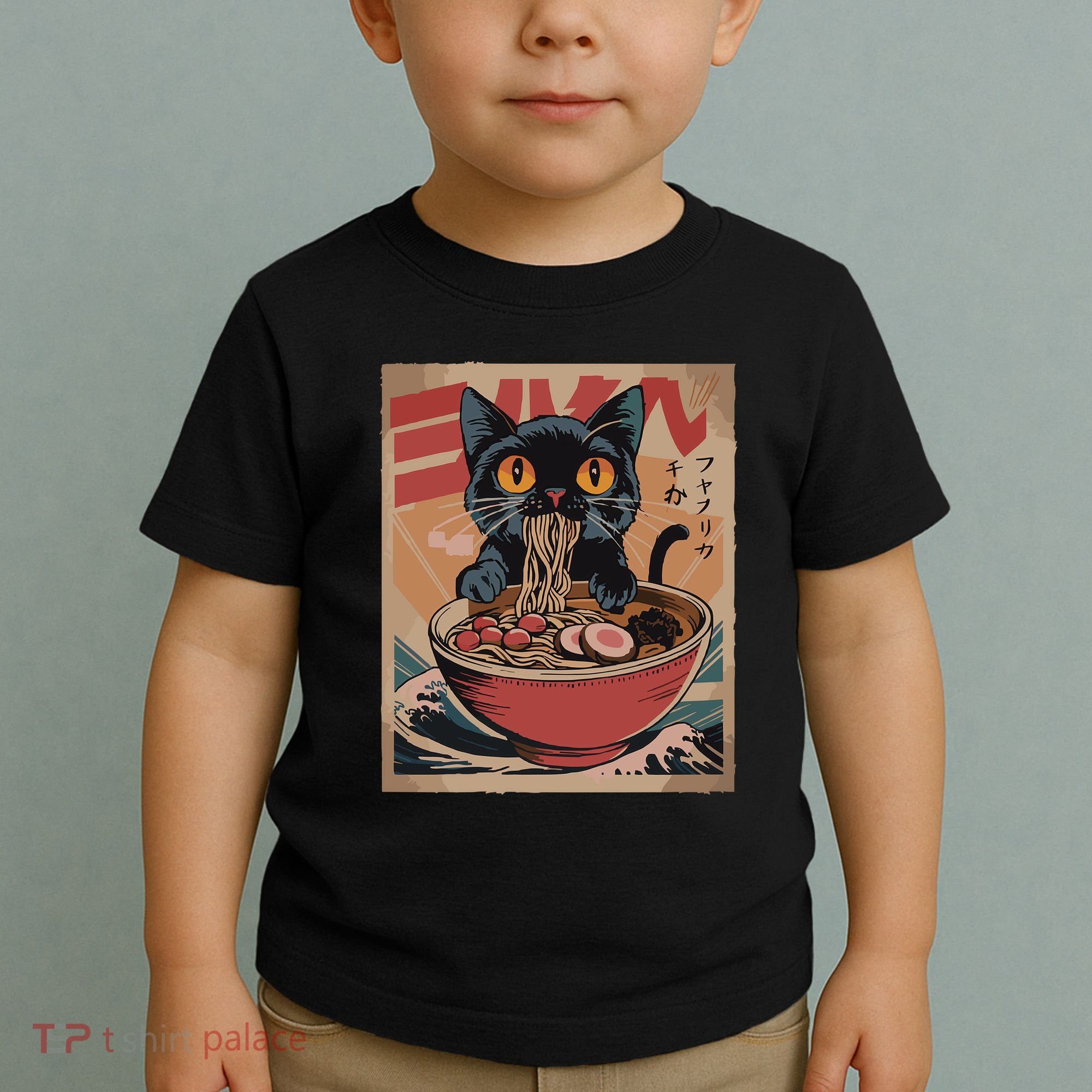 Cat Ramen Japanese Funny Graphic Kawaii Cat Anime Toddler T-Shirt