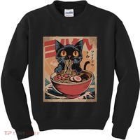 Cat Ramen Japanese Funny Graphic Kawaii Cat Anime Kids Sweatshirt thumb 0