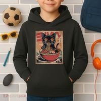 Cat Ramen Japanese Funny Graphic Kawaii Cat Anime Kids Hoodie thumb 2