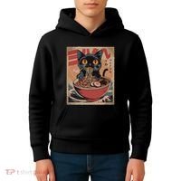 Cat Ramen Japanese Funny Graphic Kawaii Cat Anime Kids Hoodie thumb 4