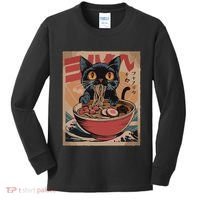 Cat Ramen Japanese Funny Graphic Kawaii Cat Anime Kids Long Sleeve Shirt thumb 0