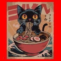 Cat Ramen Japanese Funny Graphic Kawaii Cat Anime Santa Hat thumb 1
