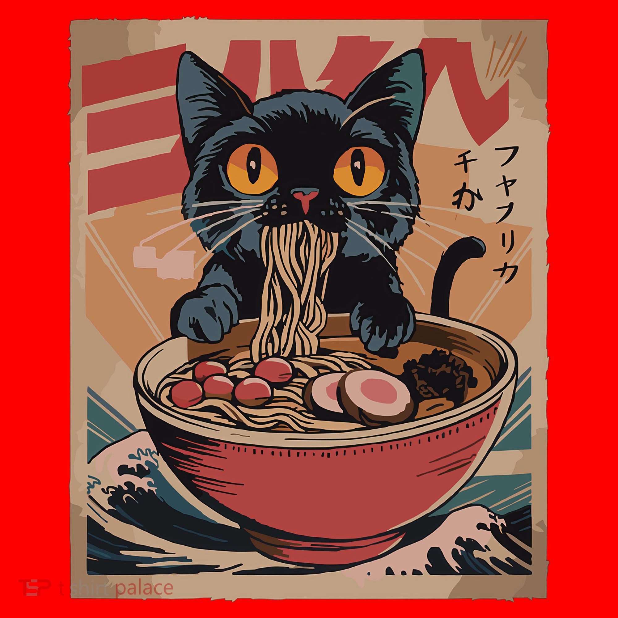 Cat Ramen Japanese Funny Graphic Kawaii Cat Anime Santa Hat