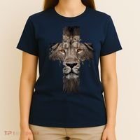Christian Religious Jesus The Lion Of Judah Cross Retro T-Shirt thumb 4