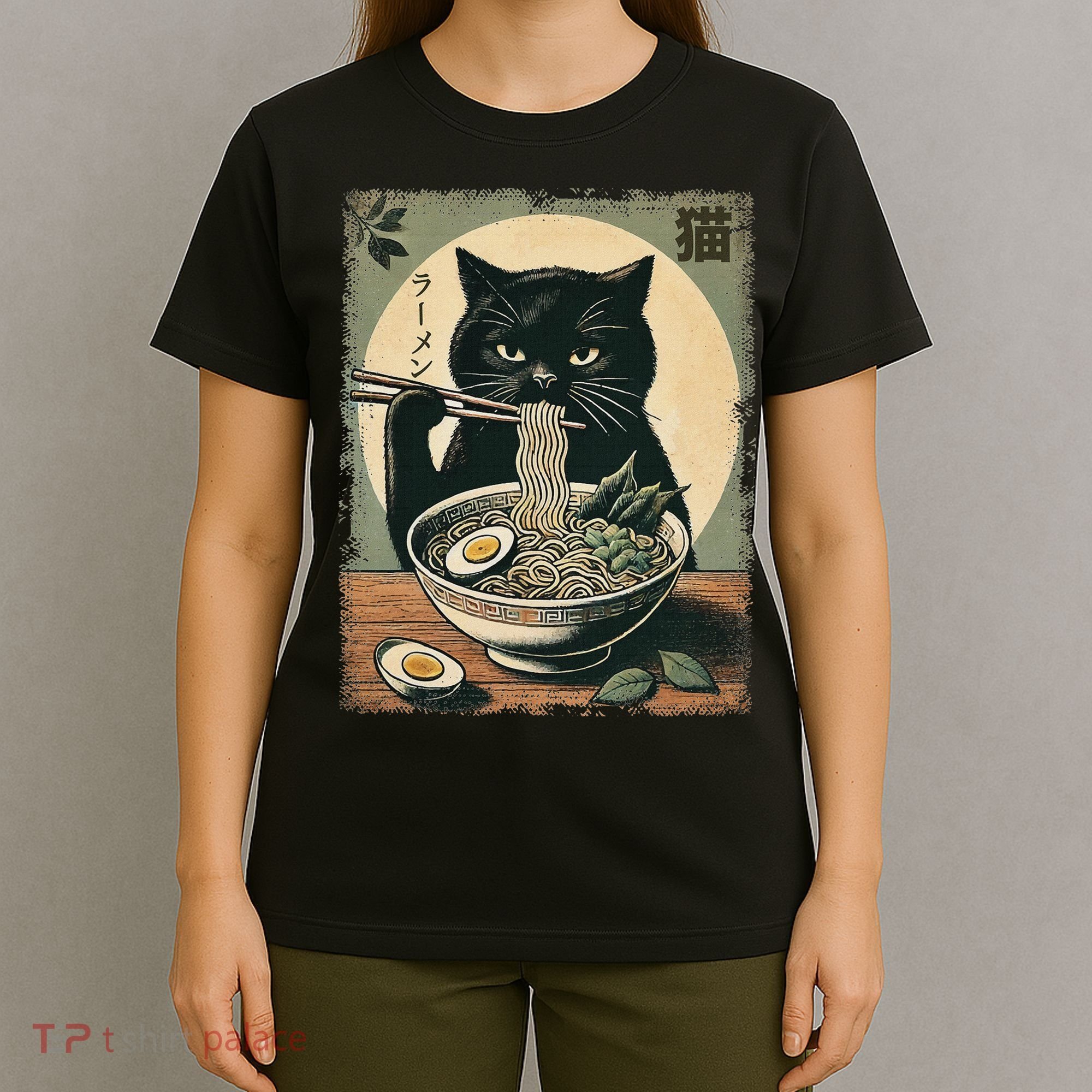 Cat Ramen Japanese Funny Graphic Kawaii Cat Anime Gifts T-Shirt