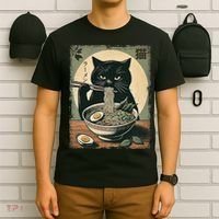 Cat Ramen Japanese Funny Graphic Kawaii Cat Anime Gifts T-Shirt thumb 6