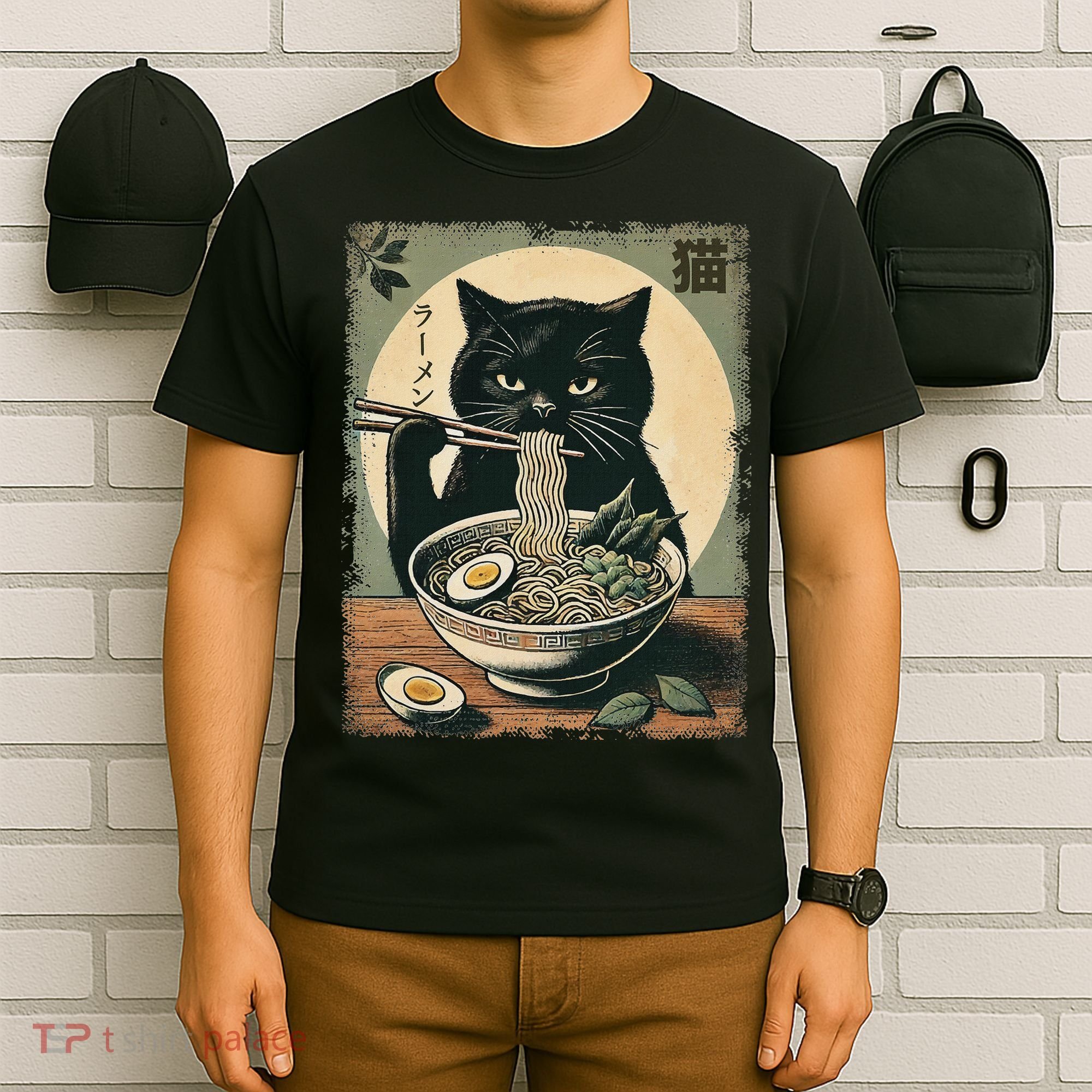 Cat Ramen Japanese Funny Graphic Kawaii Cat Anime Gifts T-Shirt
