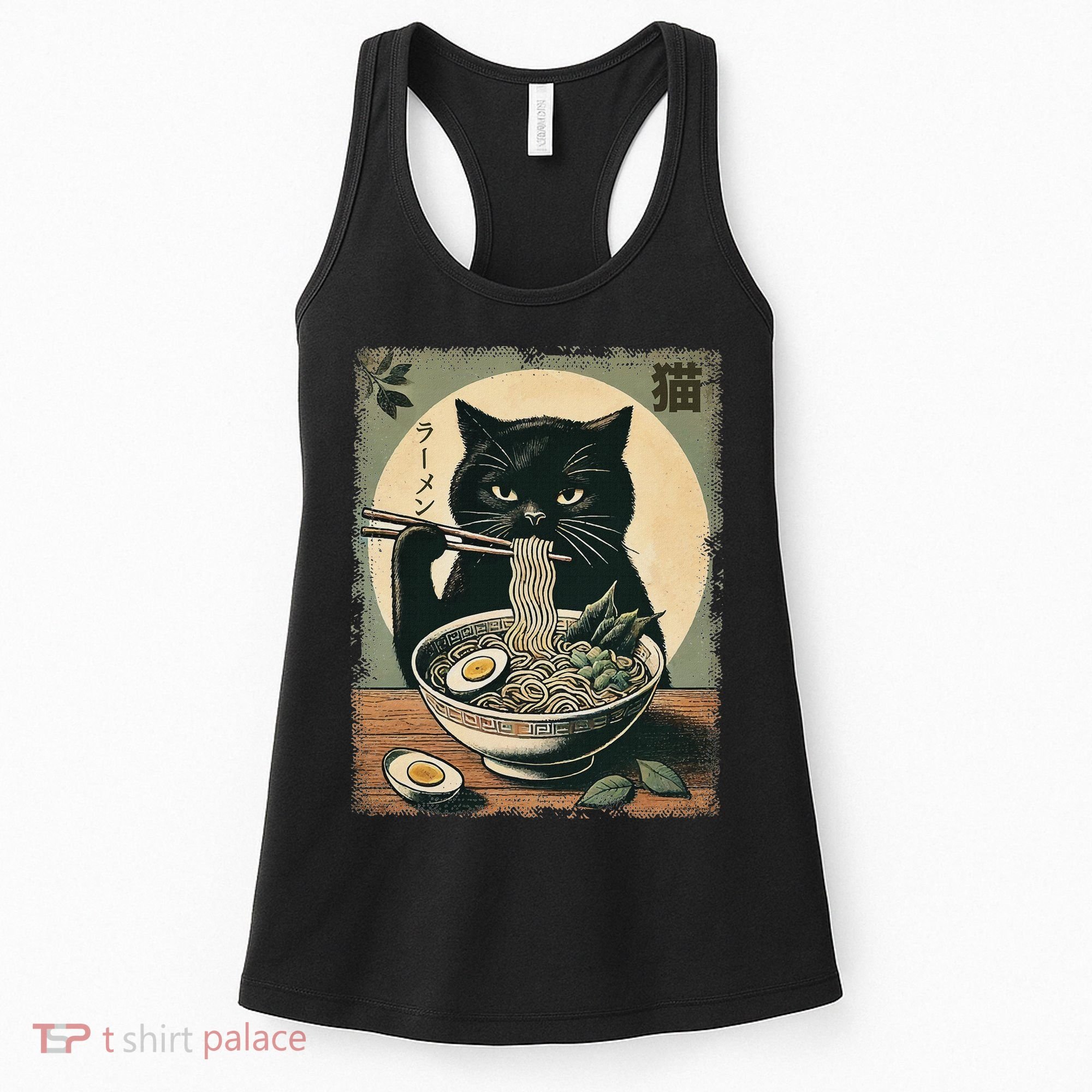 Cat Ramen Japanese Funny Graphic Kawaii Cat Anime Gifts Women's Tank Top