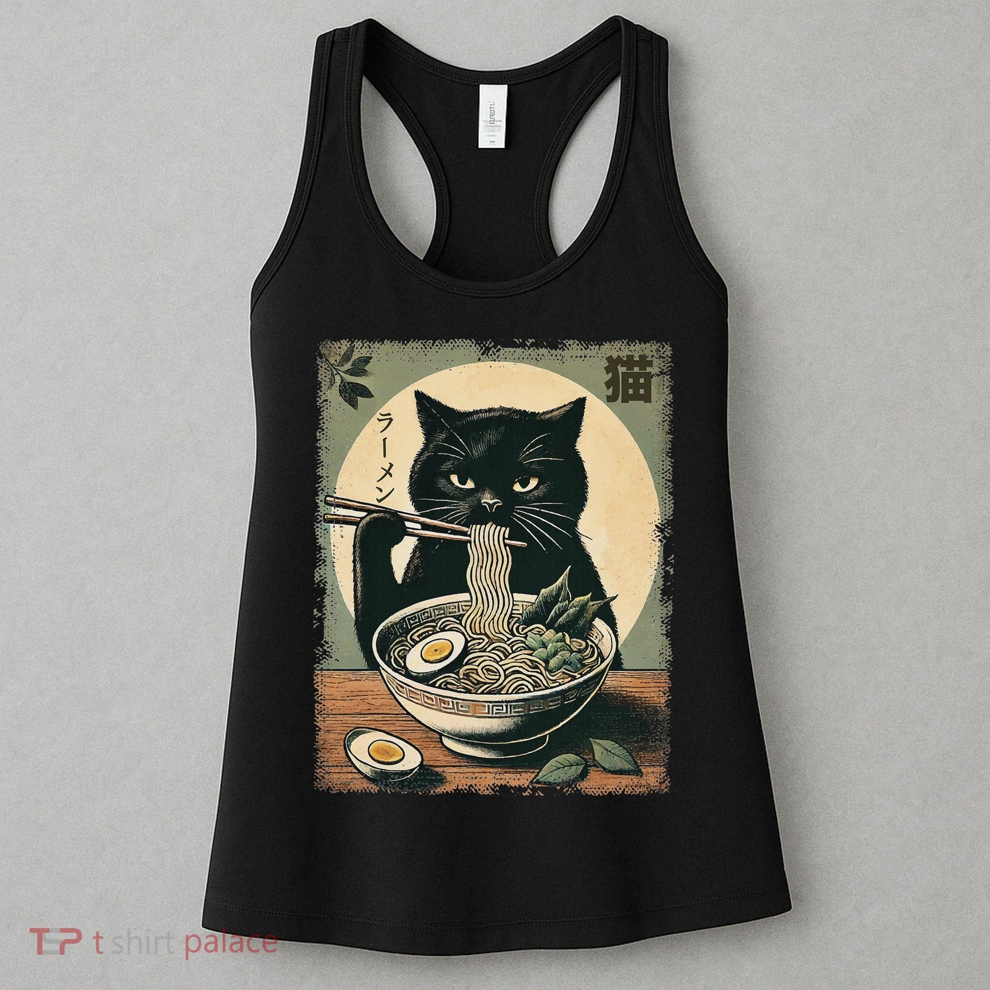 Cat Ramen Japanese Funny Graphic Kawaii Cat Anime Gifts Women's Tank Top