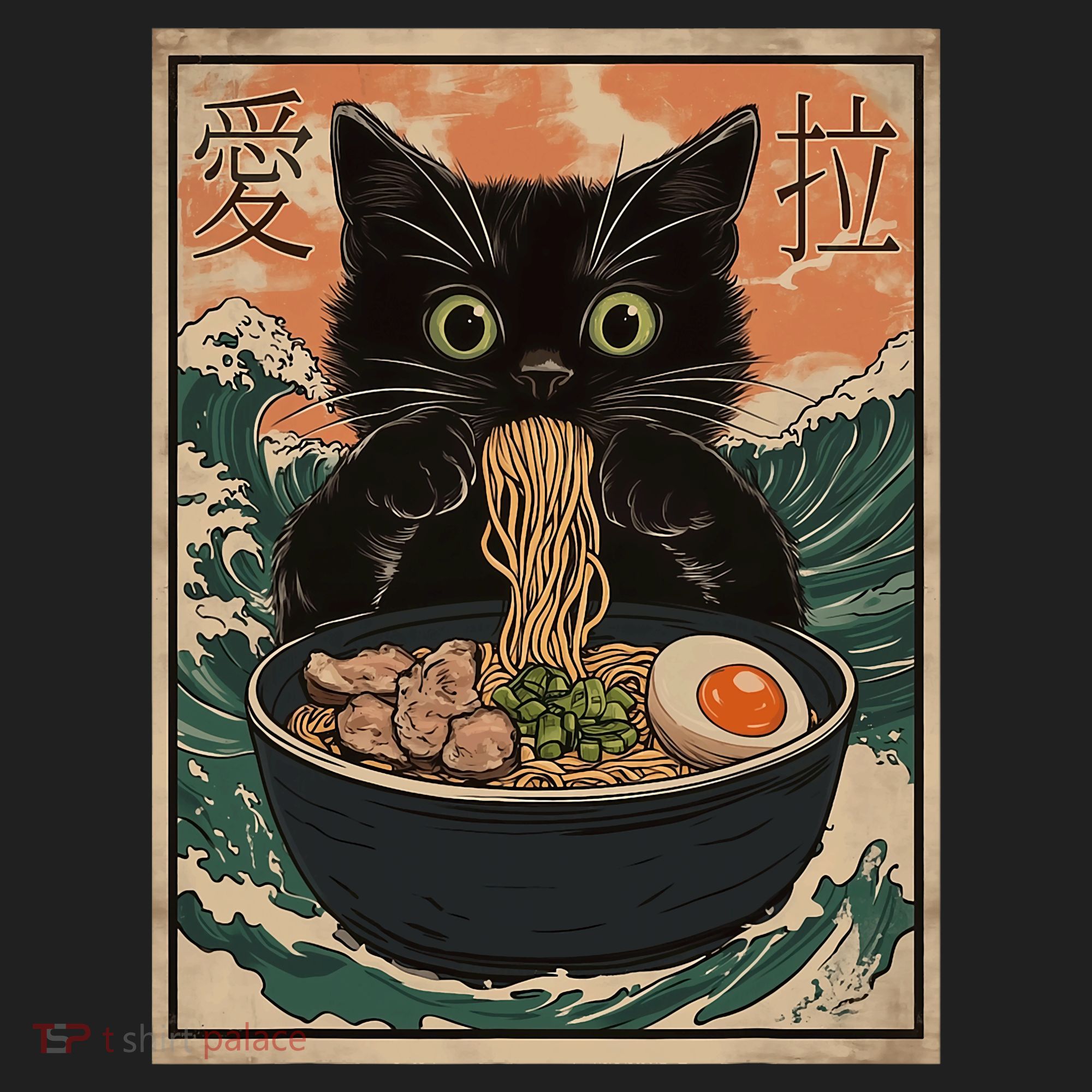 Cat Ramen Japanese Art Great Wave Kanagawa Funny Graphic Women's Sweatshirt