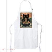 Cat Ramen Japanese Art Great Wave Kanagawa Funny Graphic Apron thumb 0