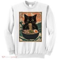 Cat Ramen Japanese Art Great Wave Kanagawa Funny Graphic Sweatshirt thumb 0