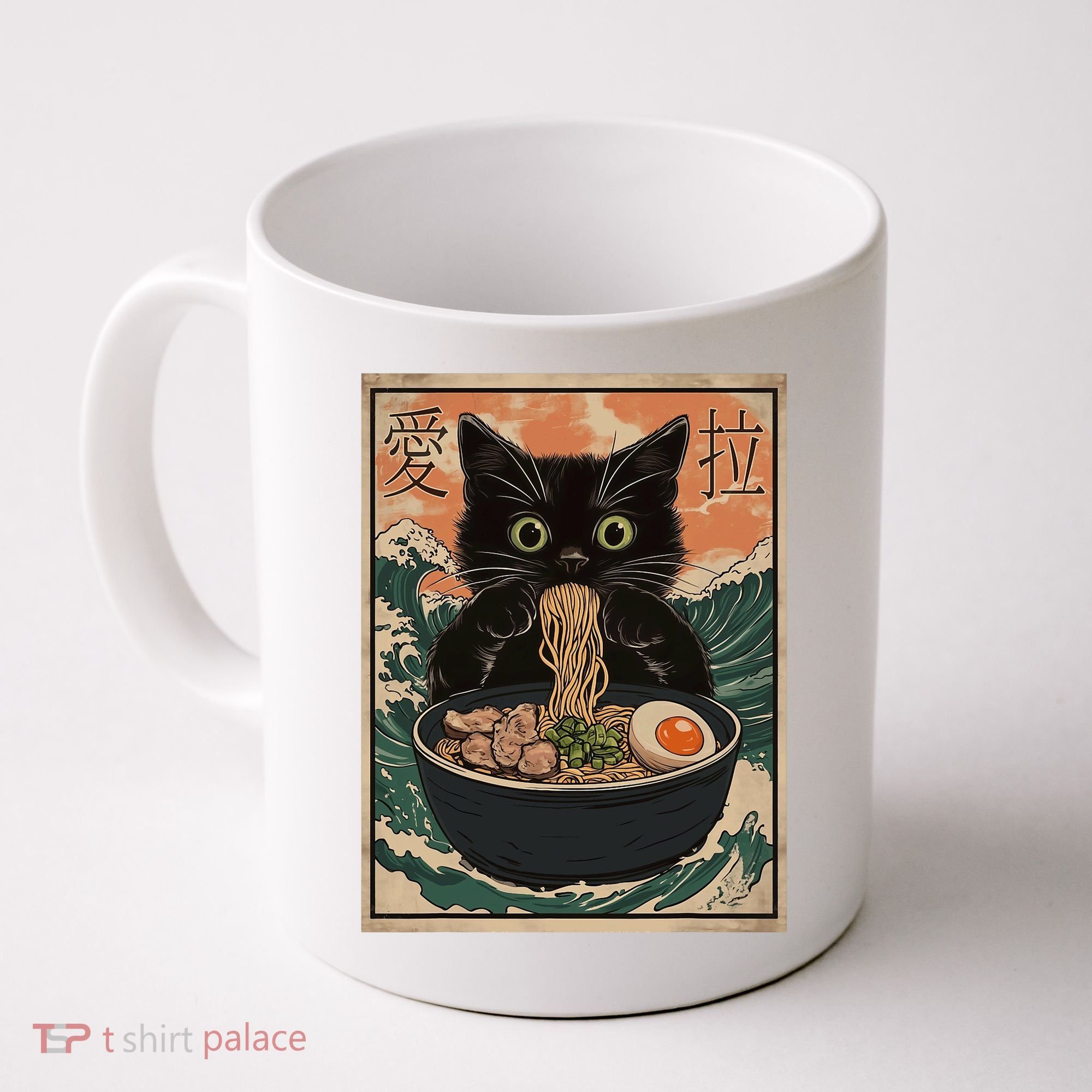 Cat Ramen Japanese Art Great Wave Kanagawa Funny Graphic Coffee Mug