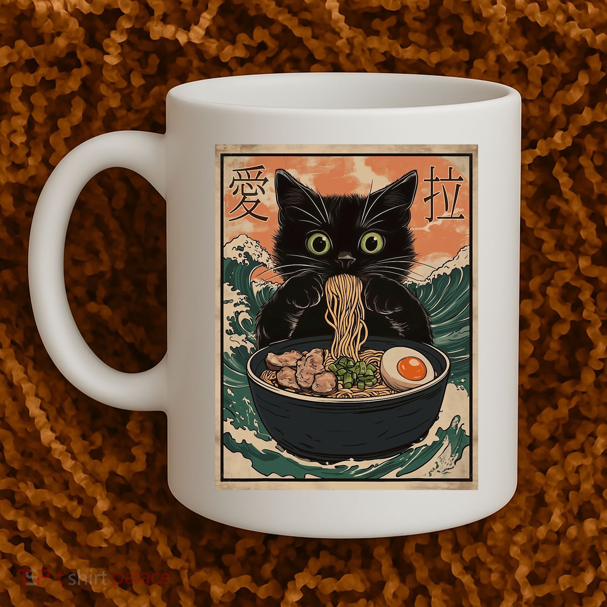 Cat Ramen Japanese Art Great Wave Kanagawa Funny Graphic Coffee Mug