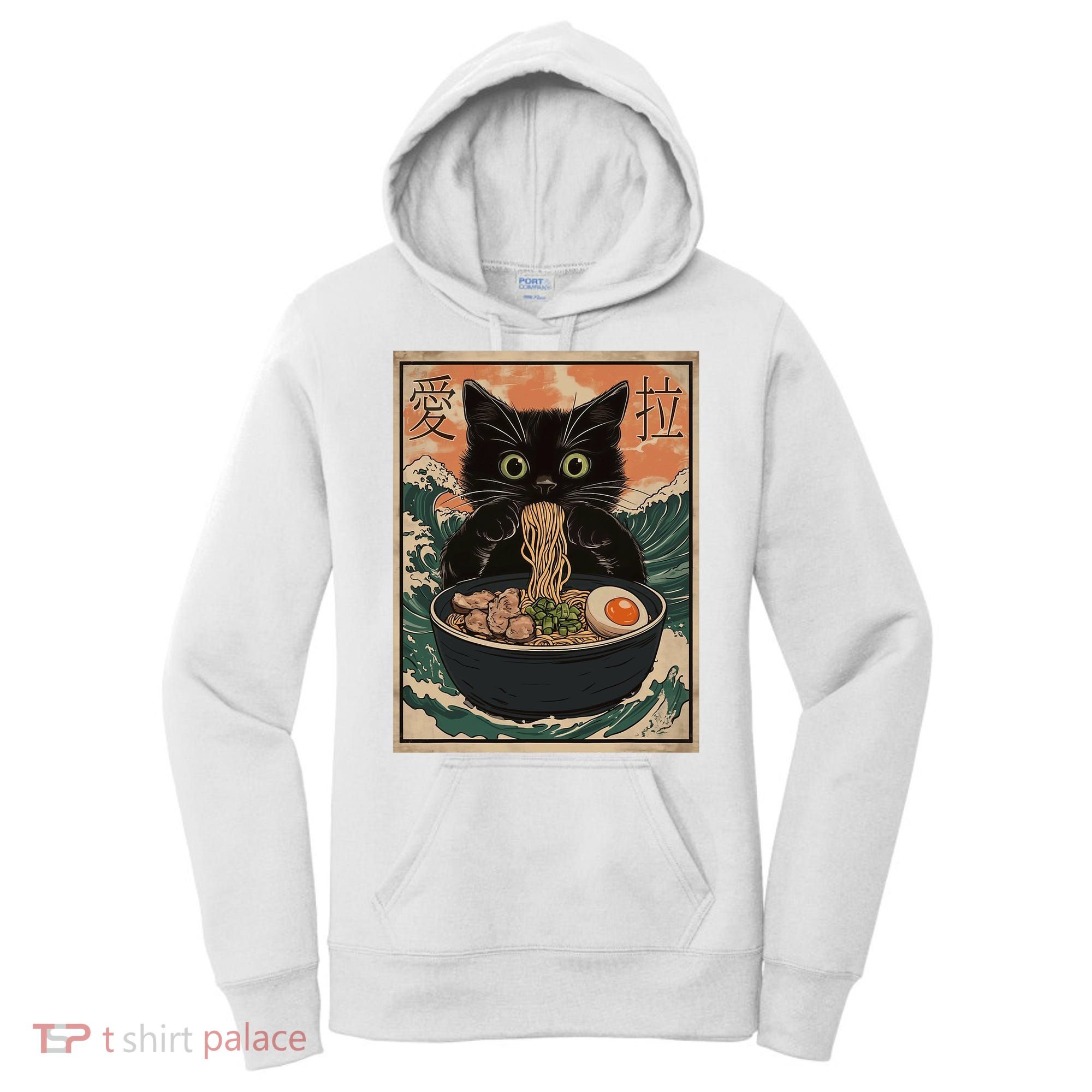 Cat Ramen Japanese Art Great Wave Kanagawa Funny Graphic Women's Hoodie