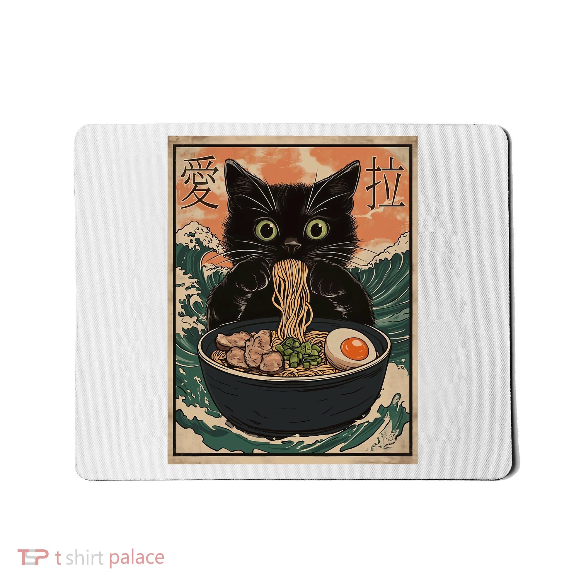 Cat Ramen Japanese Art Great Wave Kanagawa Funny Graphic Mousepad