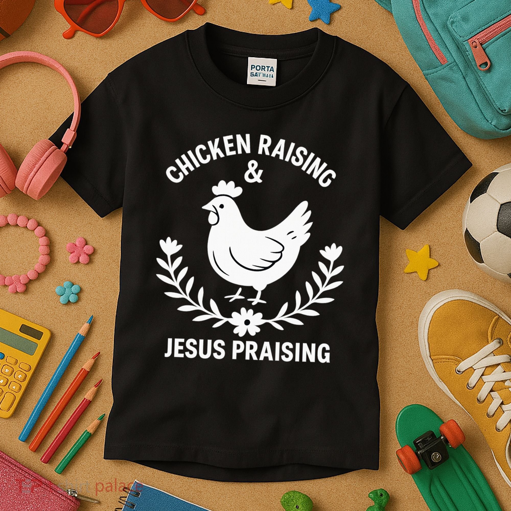 Chicken Raising & Jesus Praising Kids T-Shirt