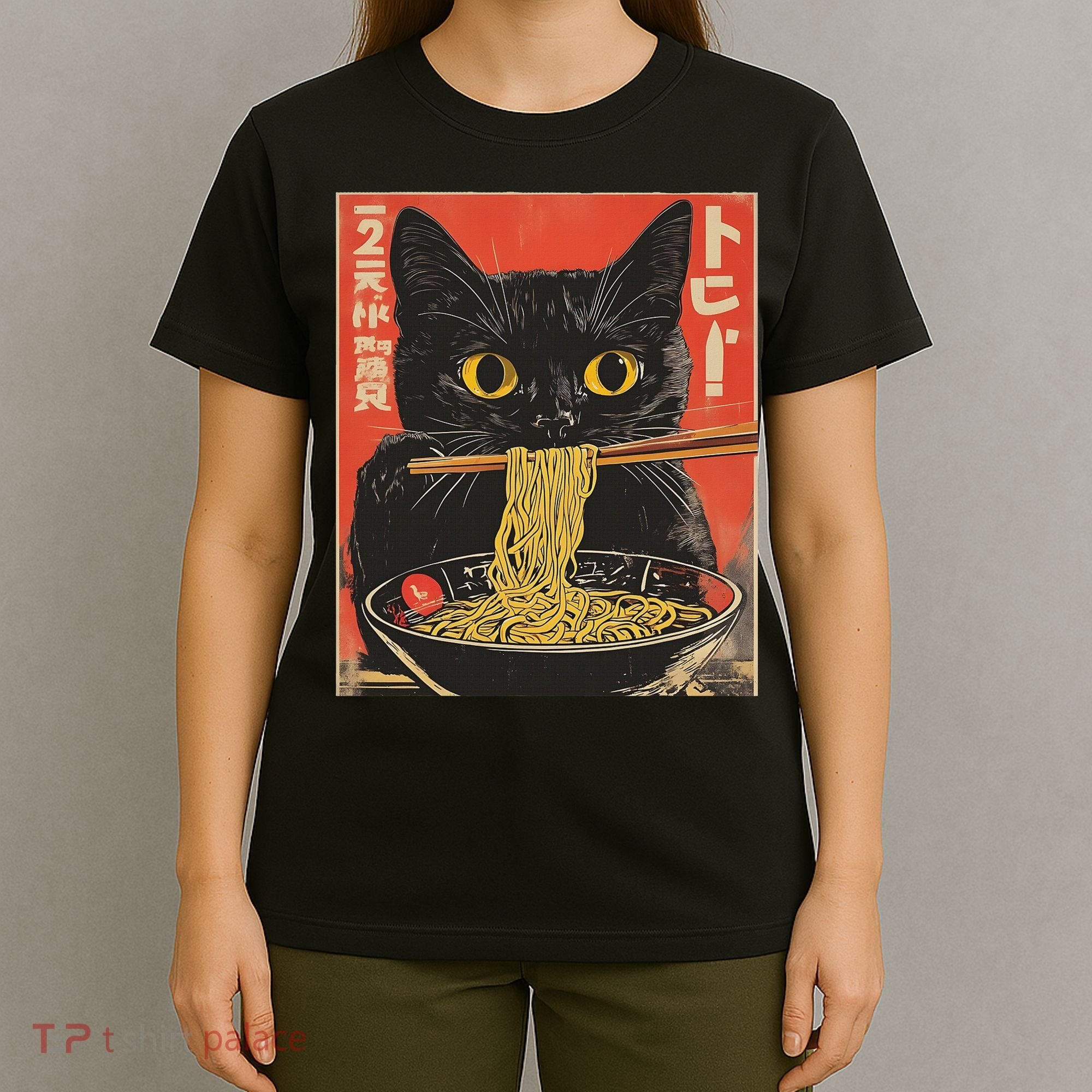 Cat Ramen Japanese Funny Anime S Kawaii Cat Women T-Shirt