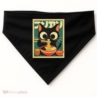 Cat Ramen Japanese Funny Japanese Kawaii Anime USA-Made Doggie Bandana thumb 0