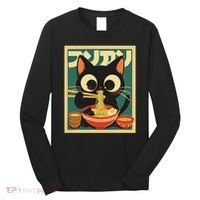 Cat Ramen Japanese Funny Japanese Kawaii Anime Long Sleeve Shirt thumb 0