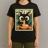 Cat Ramen Japanese Funny Japanese Kawaii Anime T-Shirt thumb 4