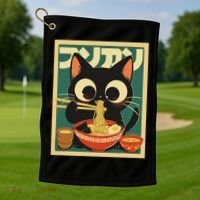 Cat Ramen Japanese Funny Japanese Kawaii Anime Golf Towel thumb 1