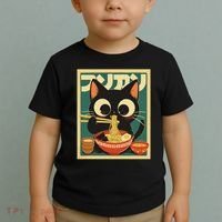 Cat Ramen Japanese Funny Japanese Kawaii Anime Toddler T-Shirt thumb 2