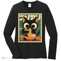 Cat Ramen Japanese Funny Japanese Kawaii Anime Women's Long Sleeve Shirt thumb 0