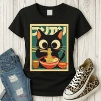 Cat Ramen Japanese Funny Japanese Kawaii Anime Women's T-Shirt thumb 3