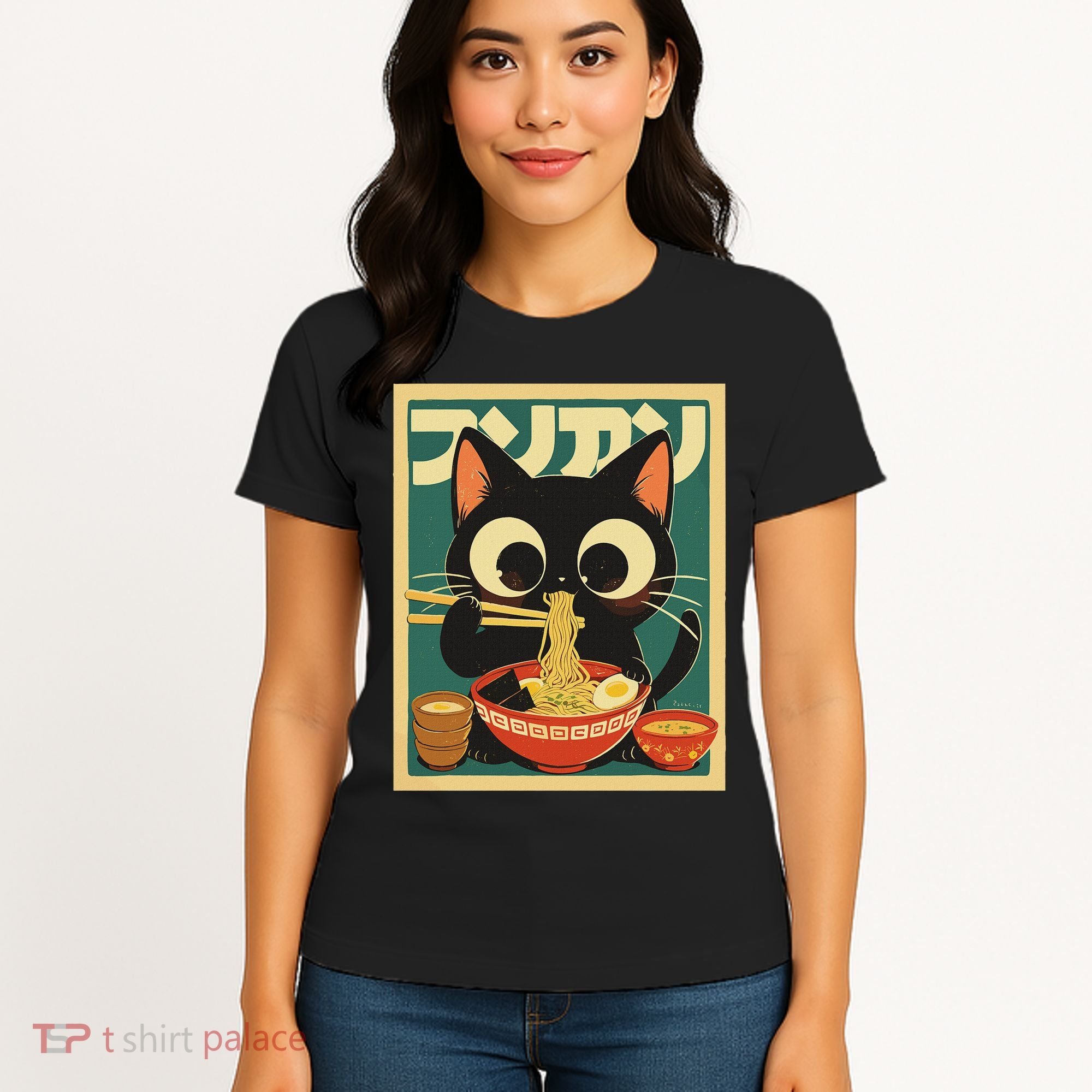 Cat Ramen Japanese Funny Japanese Kawaii Anime Women's T-Shirt