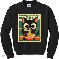 Cat Ramen Japanese Funny Japanese Kawaii Anime Kids Sweatshirt thumb 0