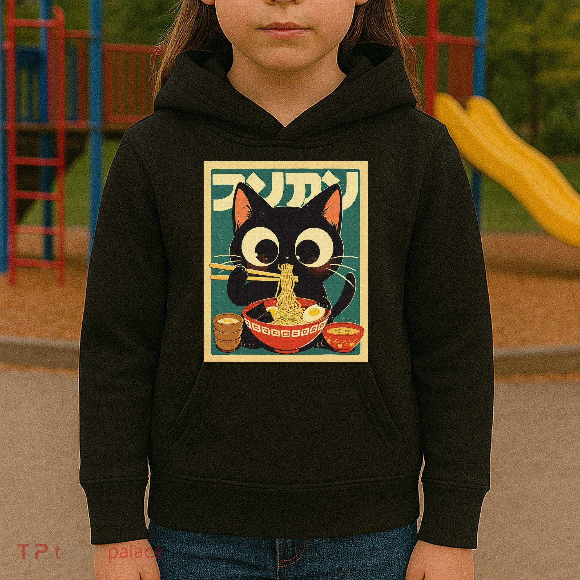 Cat Ramen Japanese Funny Japanese Kawaii Anime Kids Hoodie
