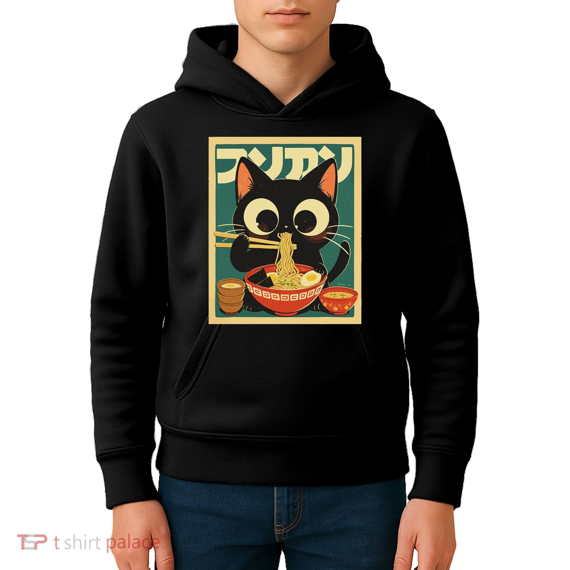 Cat Ramen Japanese Funny Japanese Kawaii Anime Kids Hoodie