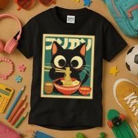 Cat Ramen Japanese Funny Japanese Kawaii Anime Kids T-Shirt thumb 3