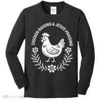 Chicken Raising & Jesus Praising Kids Long Sleeve Shirt thumb 0