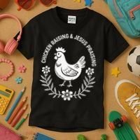 Chicken Raising & Jesus Praising Kids T-Shirt thumb 3