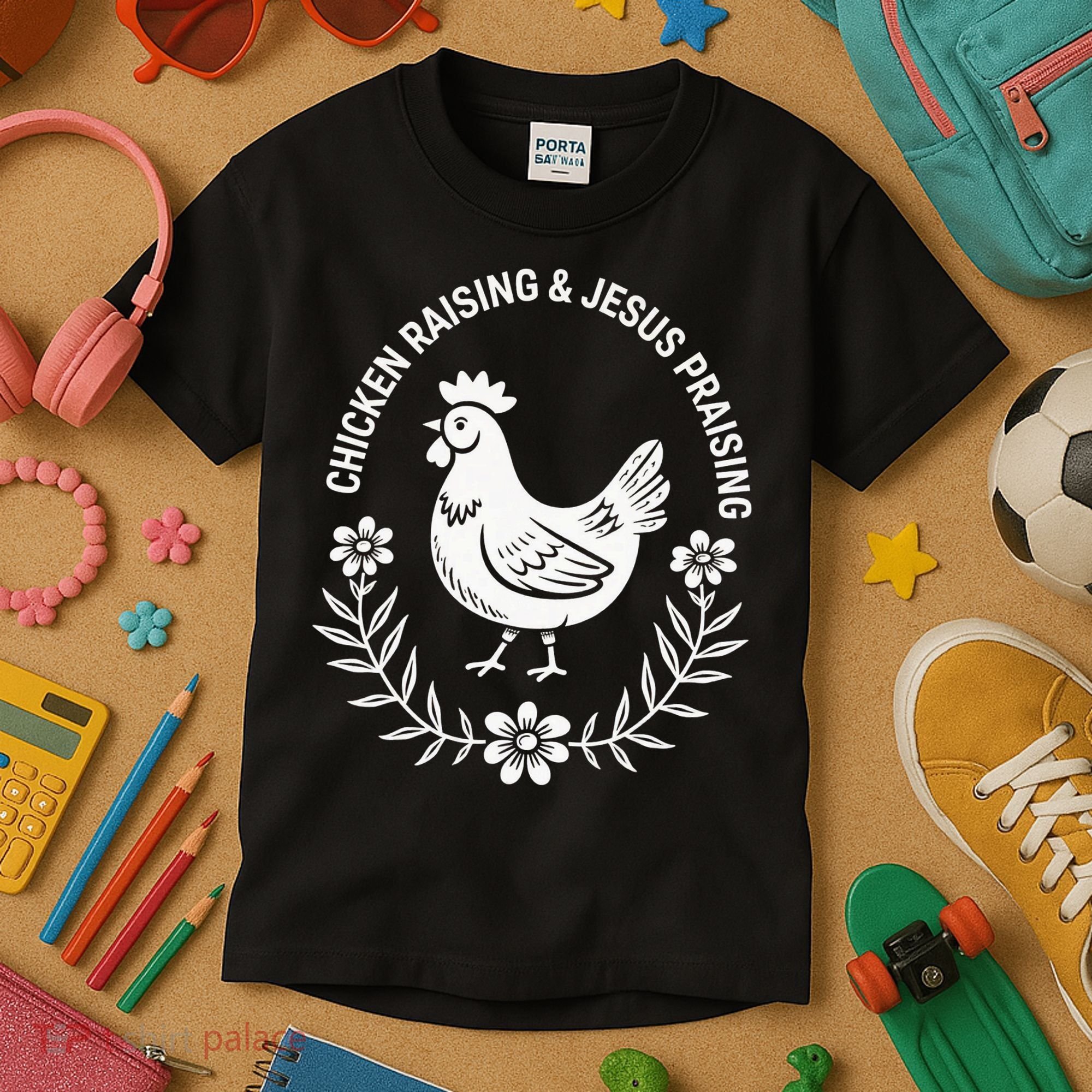 Chicken Raising & Jesus Praising Kids T-Shirt