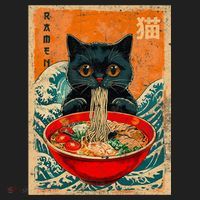 Cat Ramen Japanese Anime Funny Graphic Kawaii Cat Women's Sweatshirt thumb 2