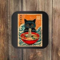 Cat Ramen Japanese Anime Funny Graphic Kawaii Cat Coaster thumb 0