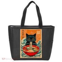 Cat Ramen Japanese Anime Funny Graphic Kawaii Cat Tote Bag thumb 0