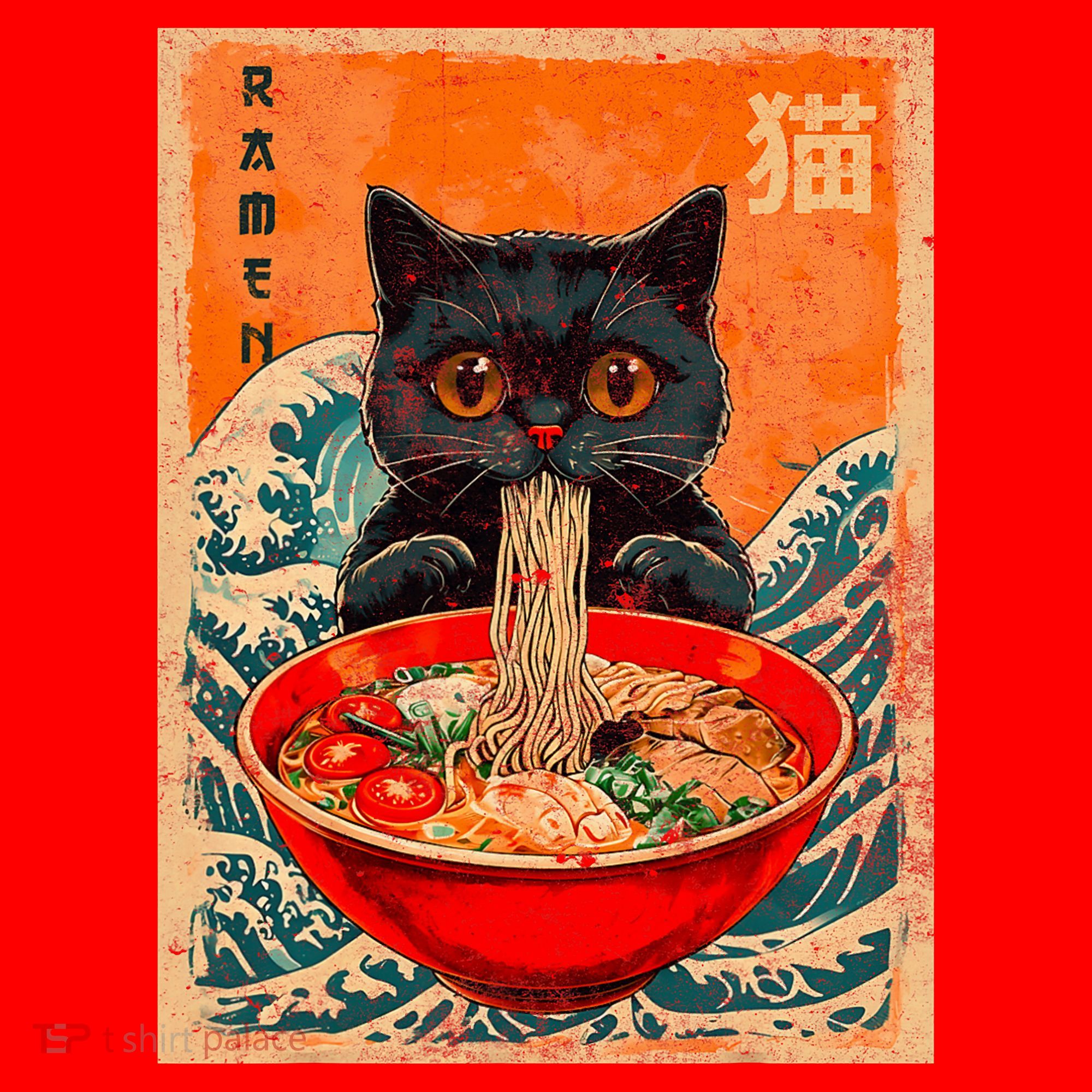 Cat Ramen Japanese Anime Funny Graphic Kawaii Cat Santa Hat