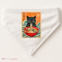 Cat Ramen Japanese Anime Funny Graphic Kawaii Cat USA-Made Doggie Bandana thumb 0