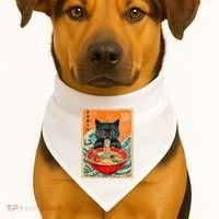 Cat Ramen Japanese Anime Funny Graphic Kawaii Cat USA-Made Doggie Bandana thumb 1